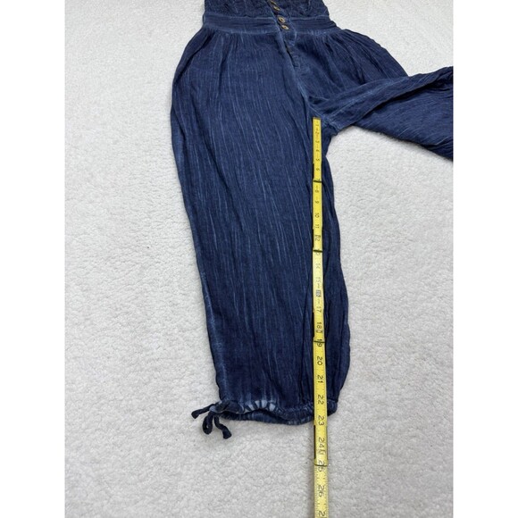 Free People Blue Jumpsuit Women Balloon Leg Button Up Retro Boho  Preppy Small - Picture 5 of 13